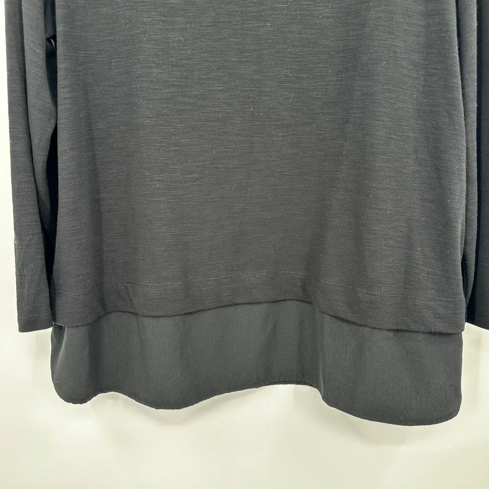 J Crew Mercantile Womens XXL Black Mixed Media Layered Hem Long Sleeve Top Layer